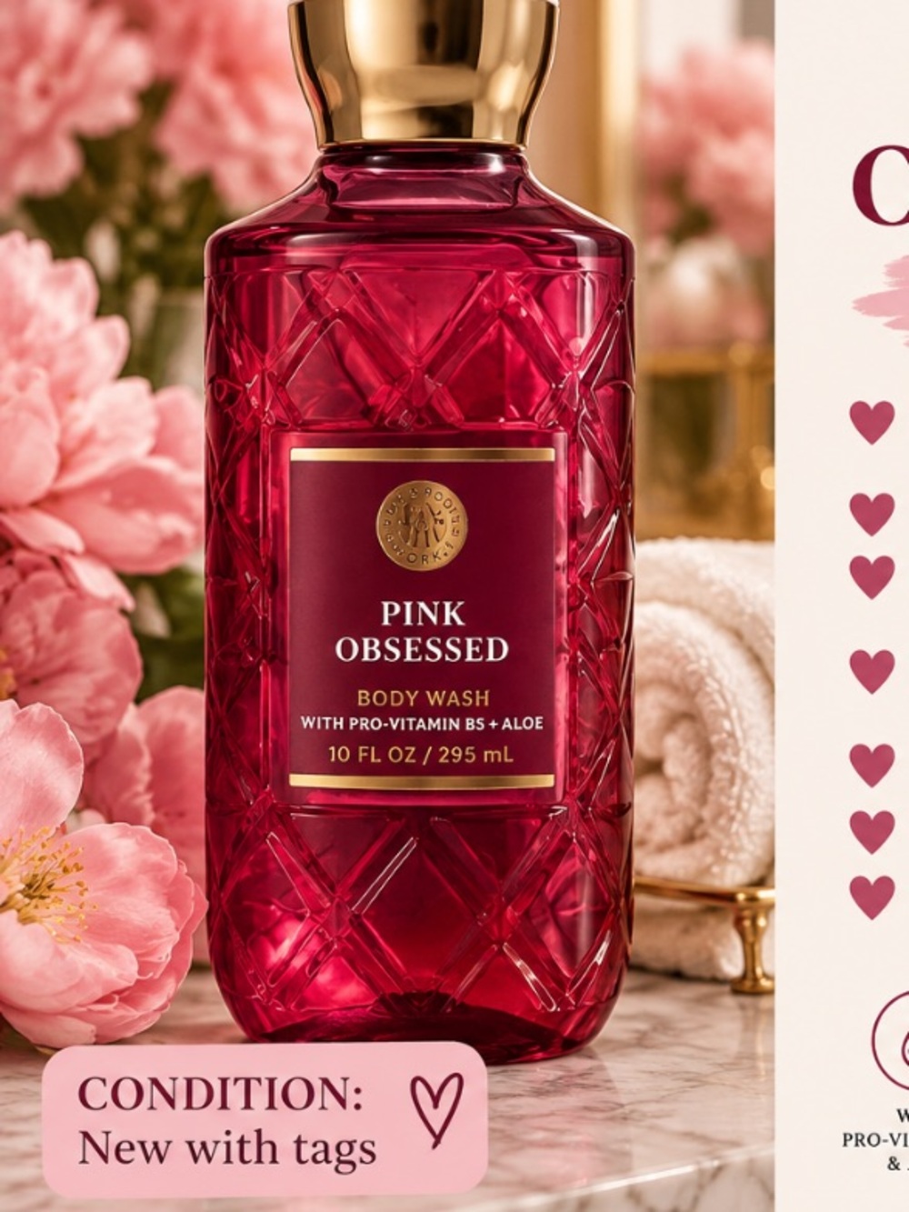 Bath & Body Works Pink Obsessed Body Wash - Pink, Gold Cap